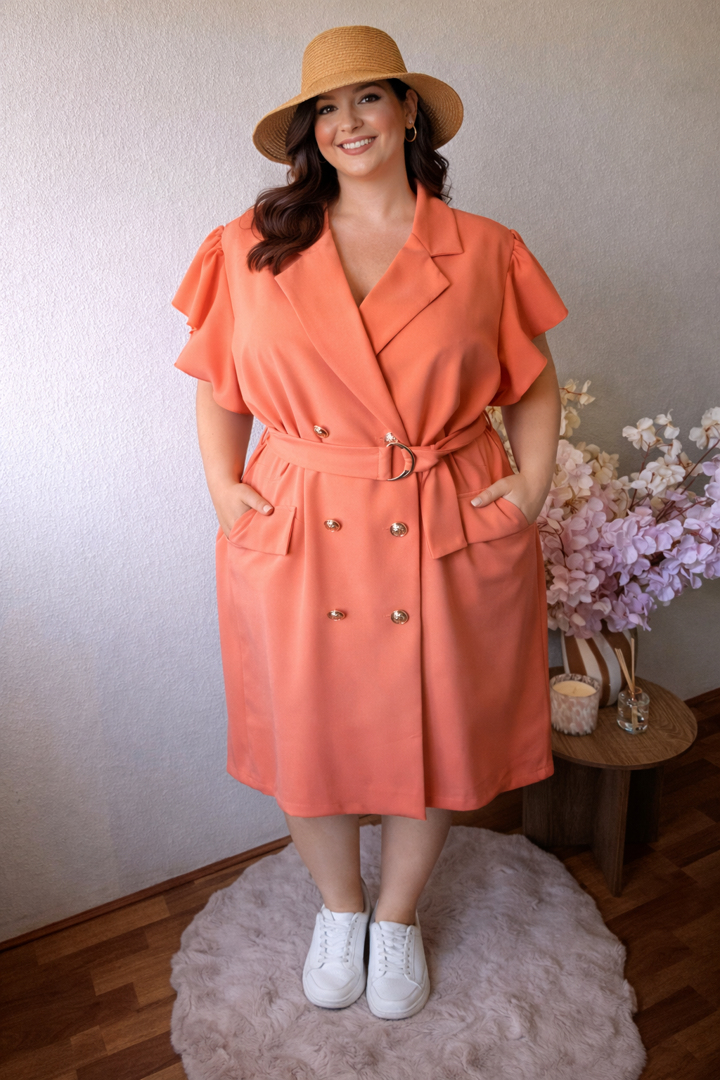 Blazer jurk met ceintuur – plus size