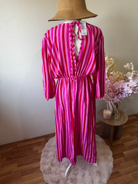 Gestreepte maxi jurk - plus size (t/m 48)