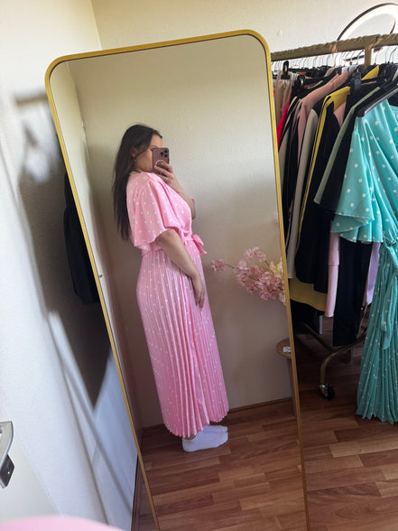 Roze poke dot jurk - t/m 46