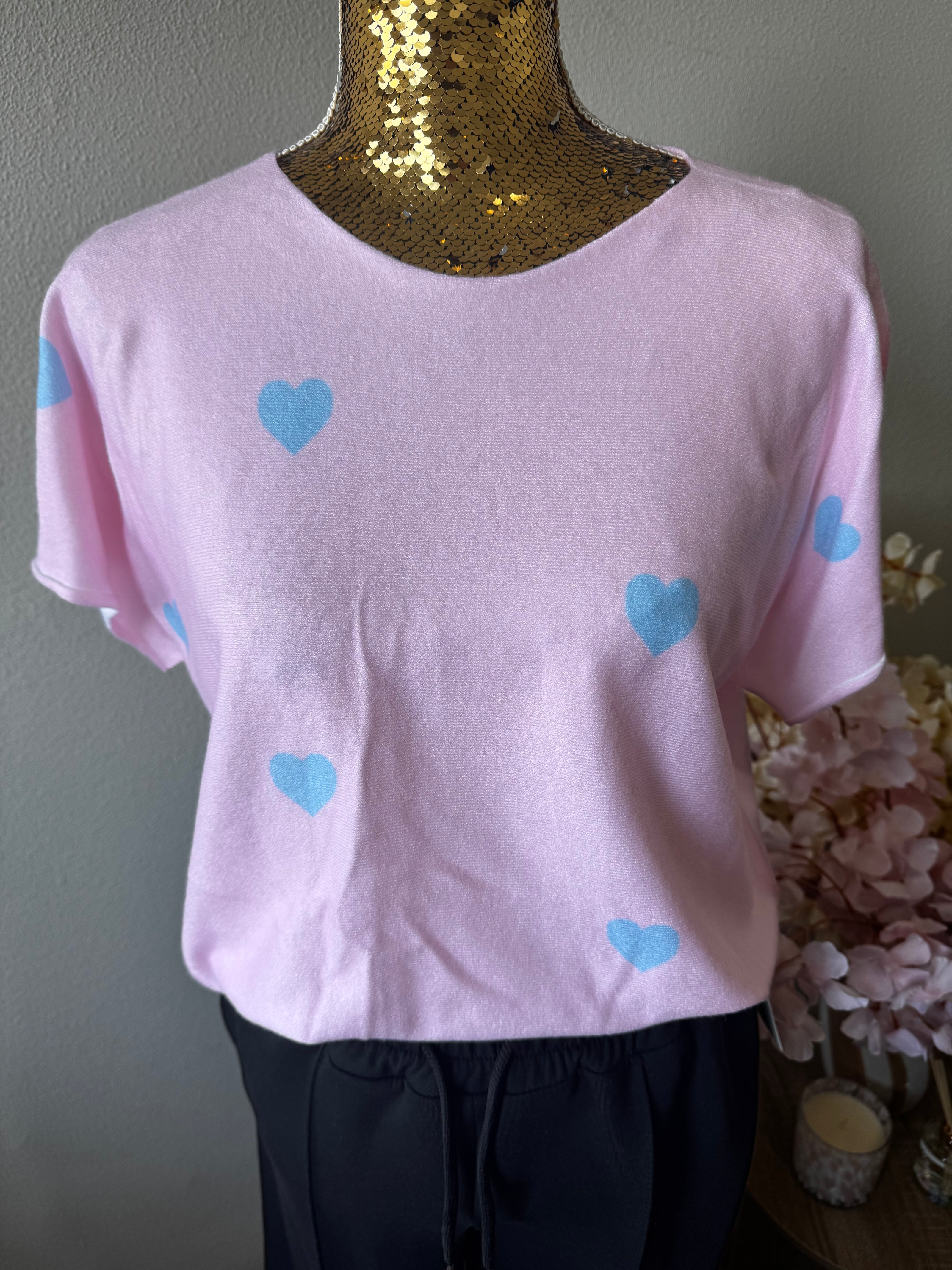 Hartjes print shirt – zachte luxe top (tm 42/44)