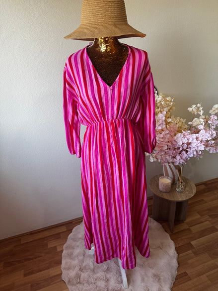 Gestreepte maxi jurk - plus size (t/m 48)