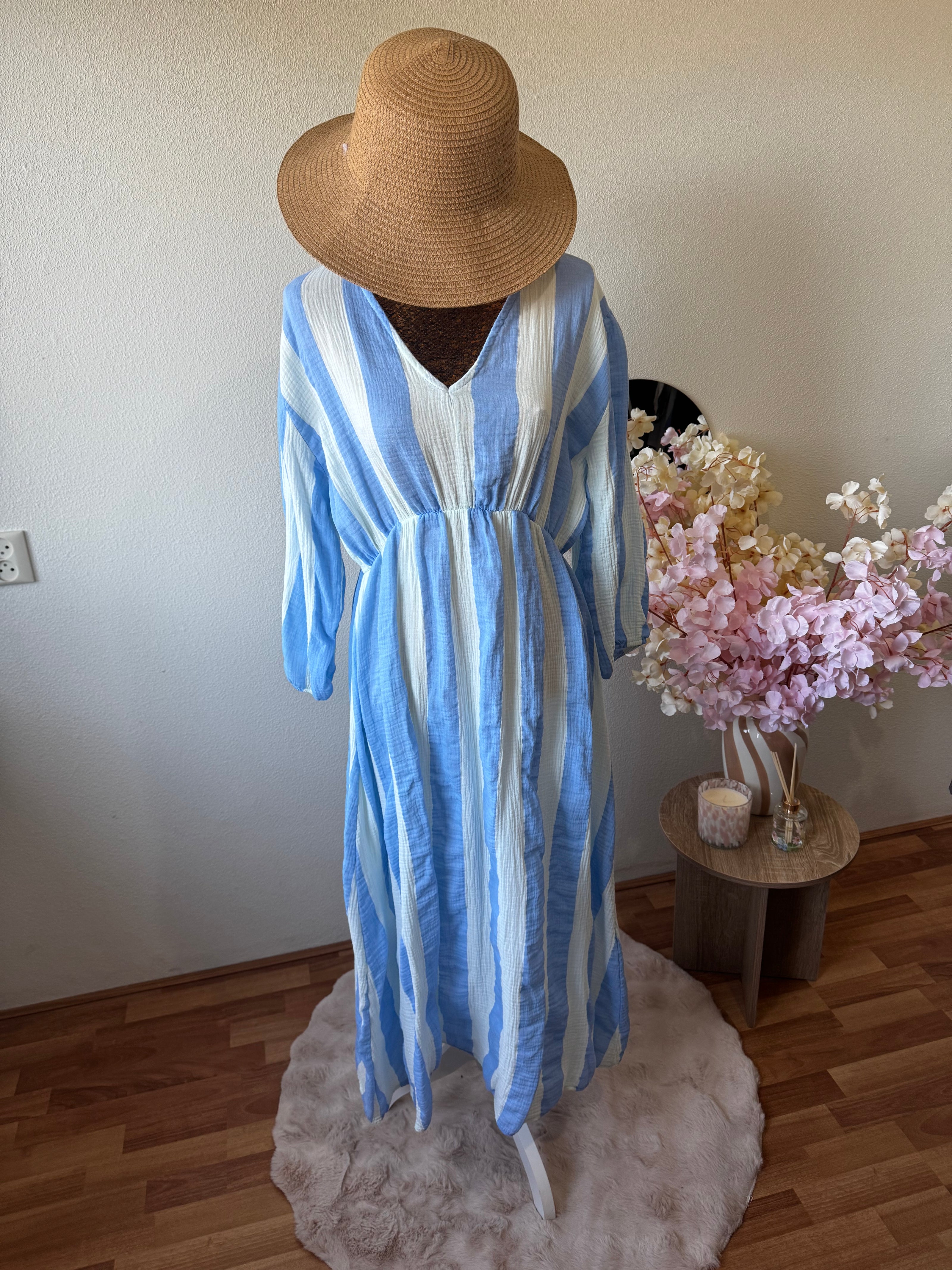 Gestreepte maxi jurk - plus size (t/m 48)