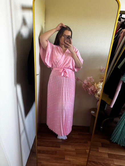 Roze poke dot jurk - t/m 46
