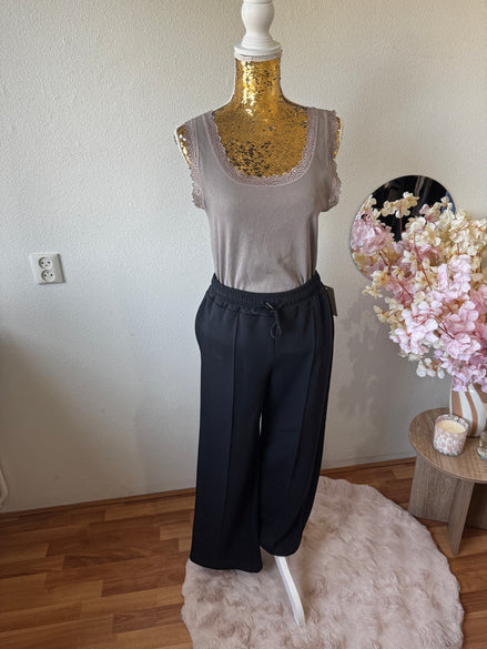 Wide leg broek met elastische taille en strikdetail (tm 42/44)
