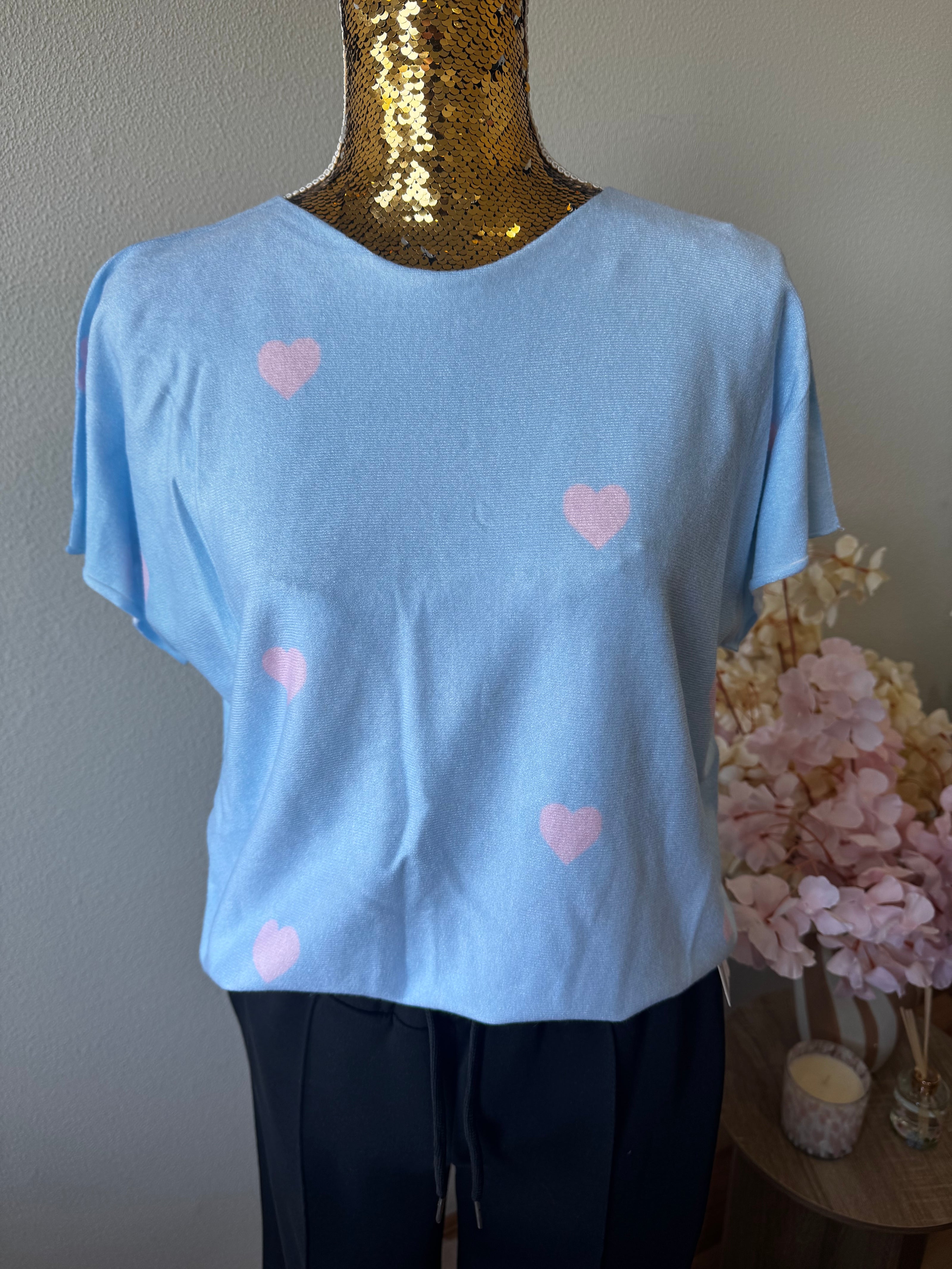 Hartjes print shirt – zachte luxe top (tm 42/44)