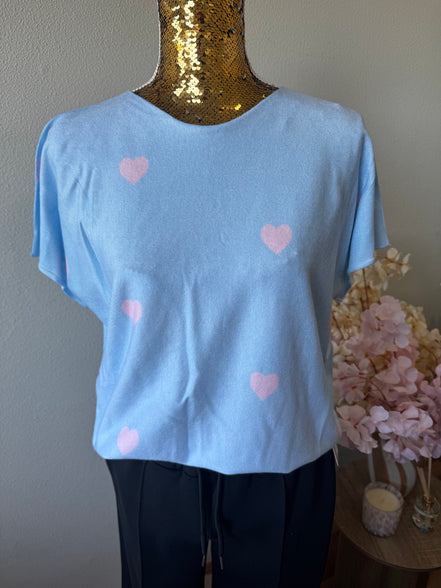 Hartjes print shirt – zachte luxe top (tm 42/44)