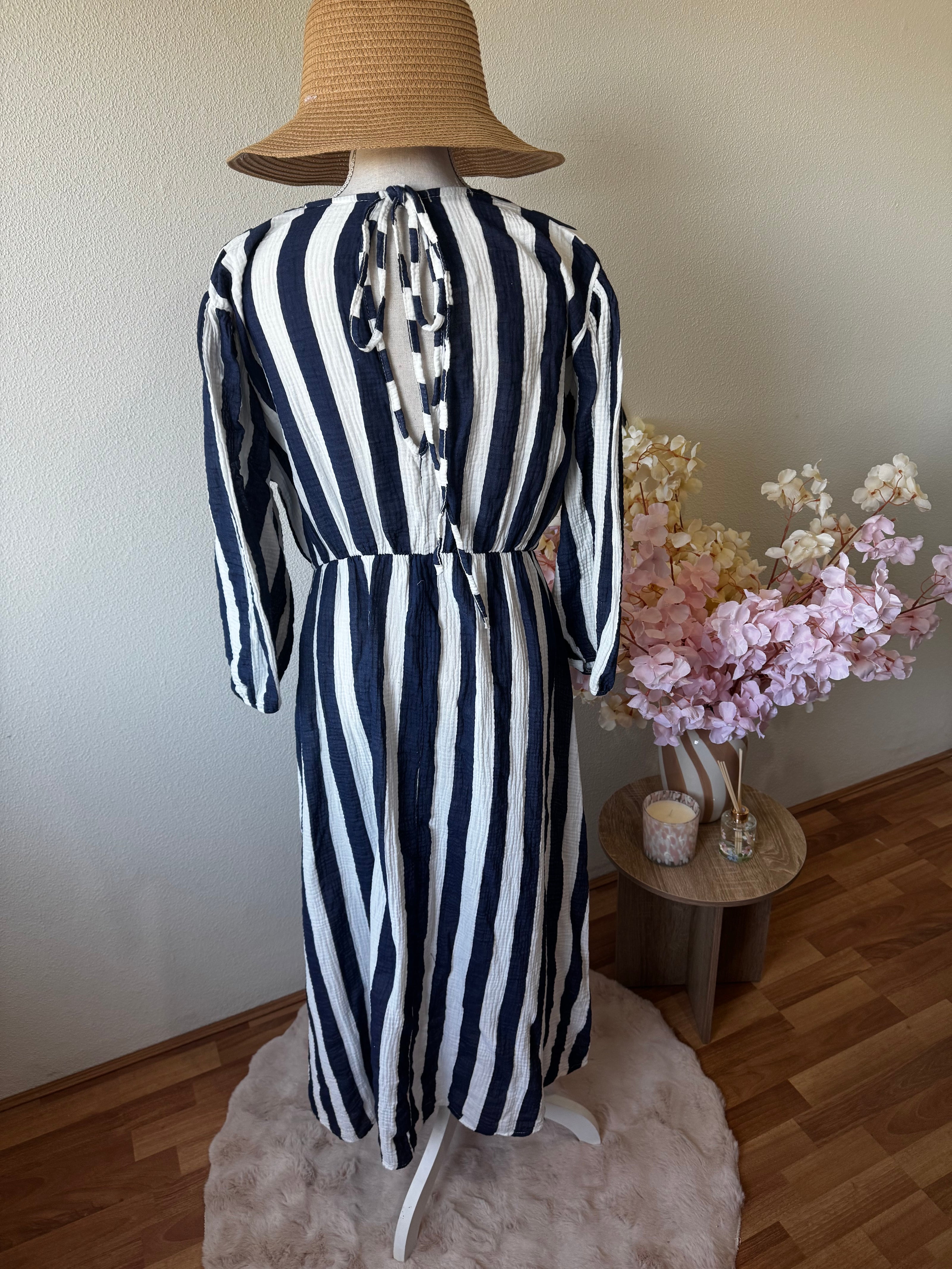 Gestreepte maxi jurk - plus size (t/m 48)