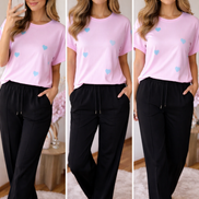 Hartjes print shirt – zachte luxe top (tm 42/44)