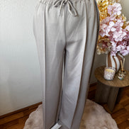 Wide leg broek met elastische taille en strikdetail (tm 42/44)