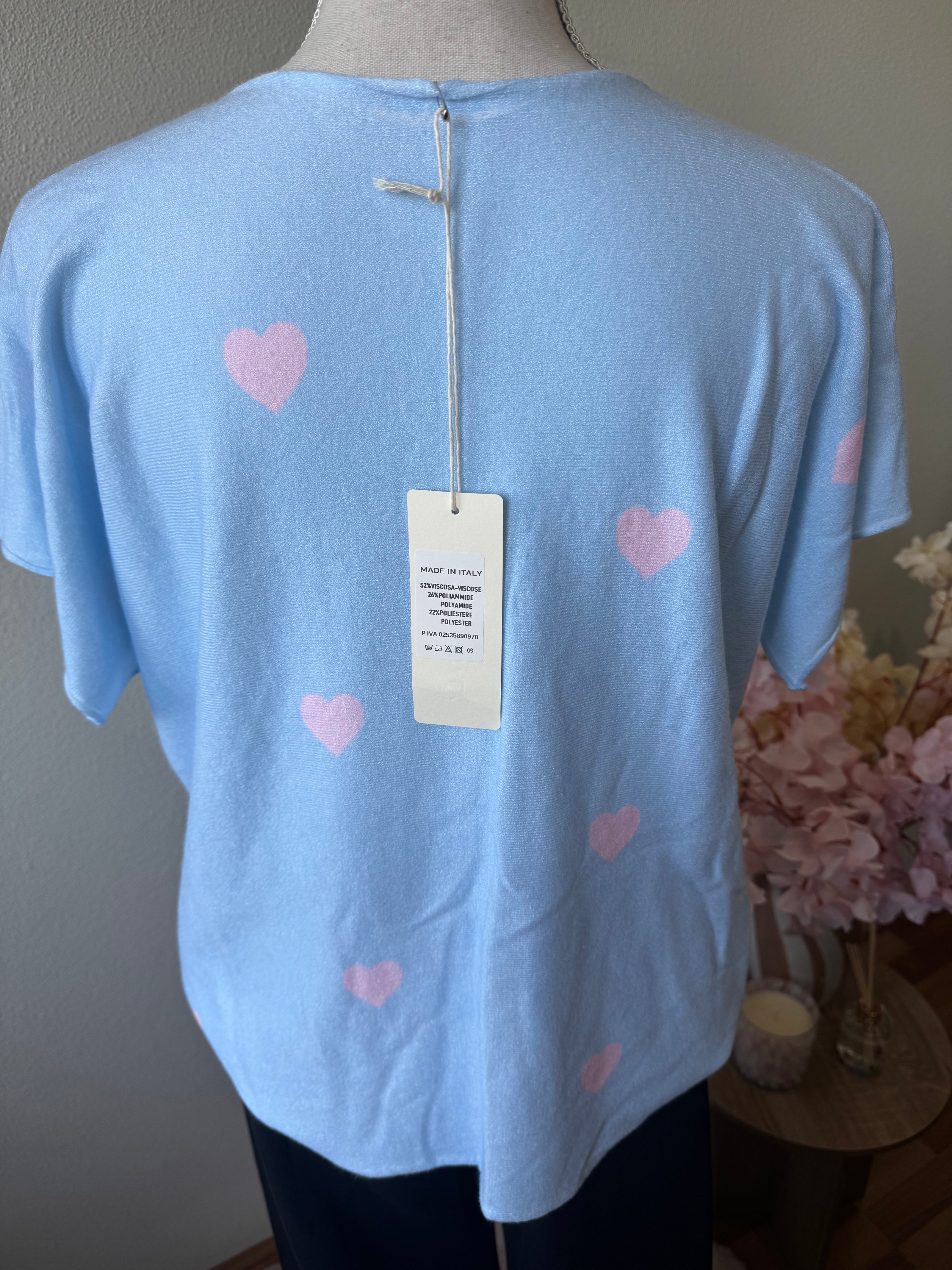 Hartjes print shirt – zachte luxe top (tm 42/44)