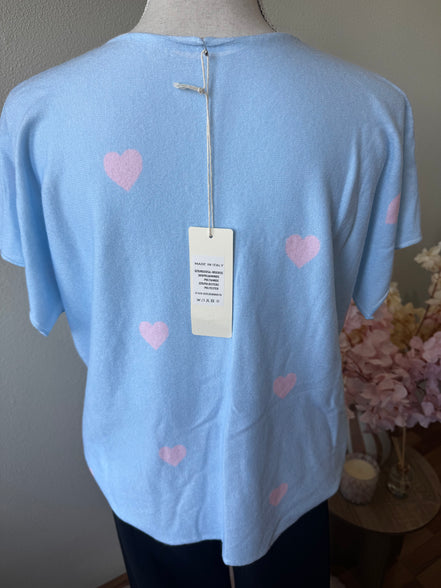 Hartjes print shirt – zachte luxe top (tm 42/44)