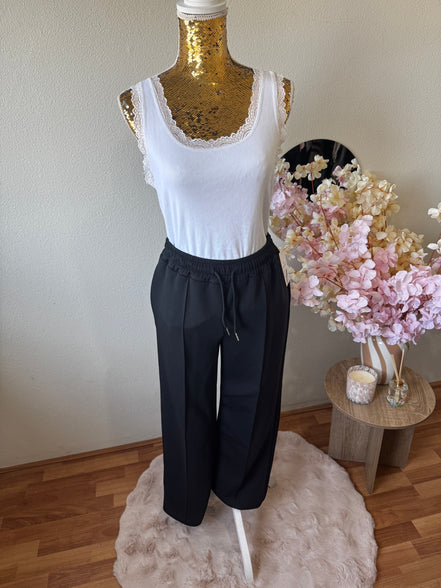 Lace detail rib hemdje – luxe basic top (tm 42/44)