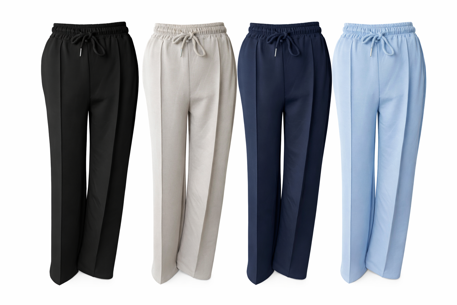 Wide leg broek met elastische taille en strikdetail (tm 42/44)