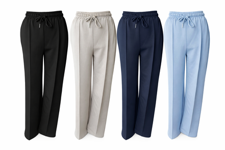 Wide leg broek met elastische taille en strikdetail (tm 42/44)