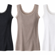 Lace detail rib hemdje – luxe basic top (tm 42/44)