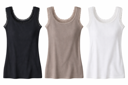Lace detail rib hemdje – luxe basic top (tm 42/44)